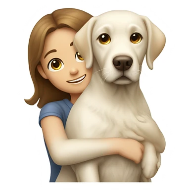 White Labrador Hugging a brown long hair girl sticker