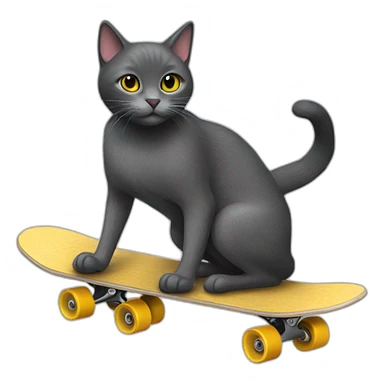 Grey and black Cat on a skate board sticker