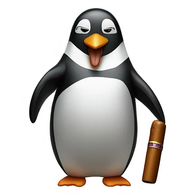 Penguin with cigar sticker