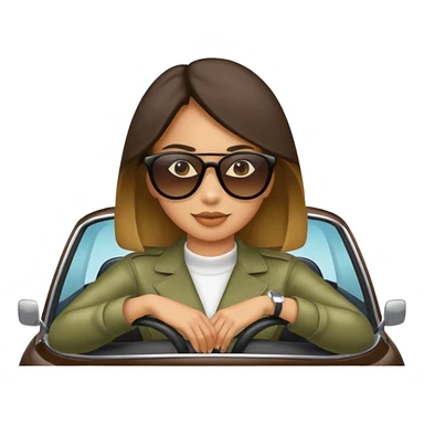 Emojis de carros y una mujer a dentro  sticker