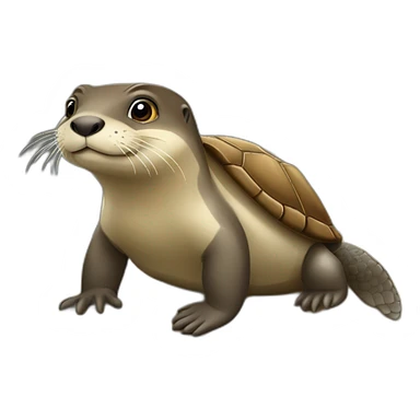 Une loutre sur une tortue sticker