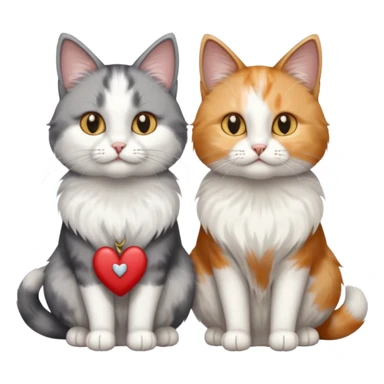 a realistic looking very fluffy grey and white cat sitting next to another cat sticker