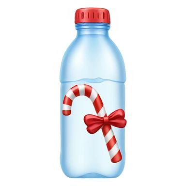 water bottle with candy cane sticker
