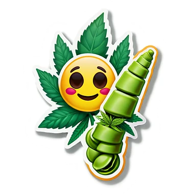 Emoji rolling up weed sticker