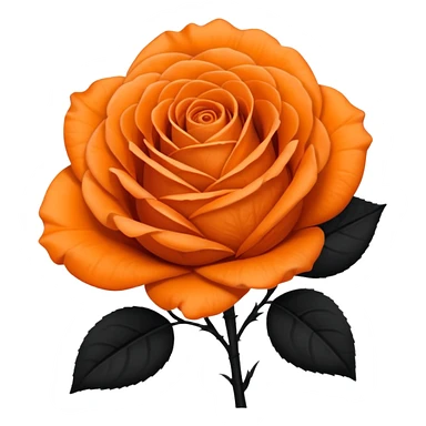 Orange rose with a black stem sticker