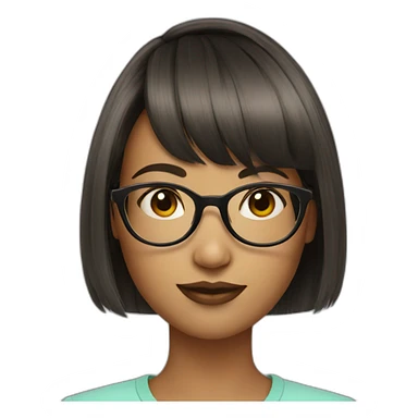 girl short haircut with bangs in glasses sticker
