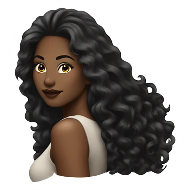 stunning curvy black woman, nice makeup black long hair sticker