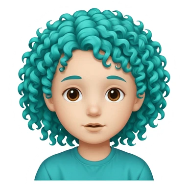 curly turqoise haired kid sticker