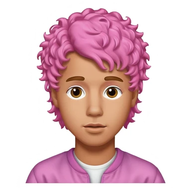 justin bieber with pink curly hair sticker