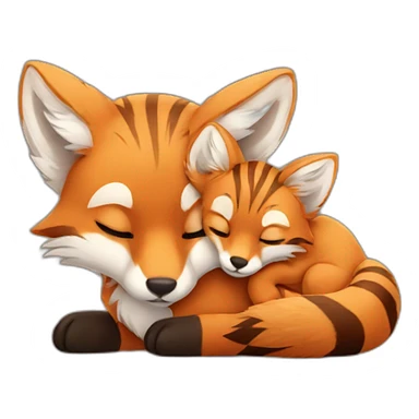 fox cub cuddles with tiger cub sticker