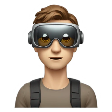 A male with a pale skin tone and brown hair posed sideways like NFT bored apes. He's wearing virtual reality glasses. sticker