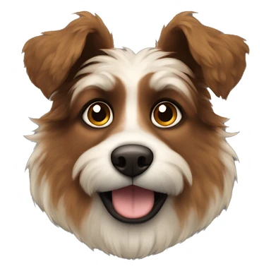 Brown and black hairy dog with curly tail and big ears sticker