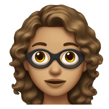 girl with wavy brown hair with mask on her face sticker