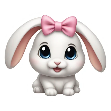 Baby bunny with coquette bow on ear sticker