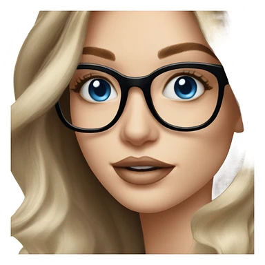 Shoulder length Balayage pale model lady with glasses and blue eyes happy  sticker