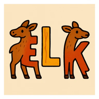 Remove all antlers and recolor the letters to a bold red. Maintain the playful, creative style of the original image. sticker