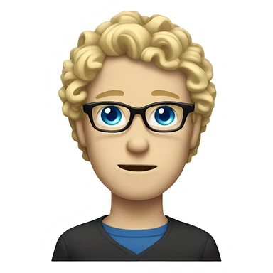 long curly blonde hair white guy with blue eyes and glasses who is emo sticker