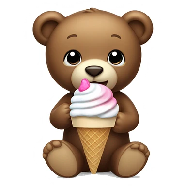 Teddy bear eating ice cream sticker