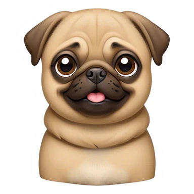 Cinematic Comical Fawn Pug Portrait Emoji, Head tilted dramatically with an exaggeratedly amused expression, featuring a glossy fawn coat with a smooth finish, wide, expressive dark eyes filled with playful disbelief, Simplified yet hilariously expressive features, highly detailed, glowing with a slightly sassy glow, high shine, dramatic yet playful, stylized with an air of cheeky mischief, bright and endearing, soft glowing outline, capturing the essence of a spirited and over-the-top companion, so meme-worthy it feels like it could side-eye its way into internet fame instantly! sticker