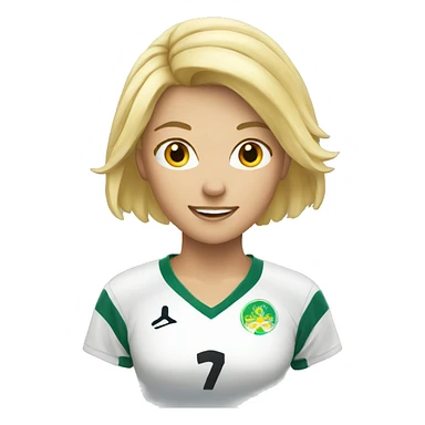 blond women with soccer  sticker