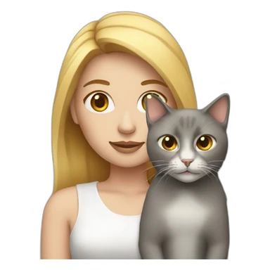 Woman with a cat, white skin sticker