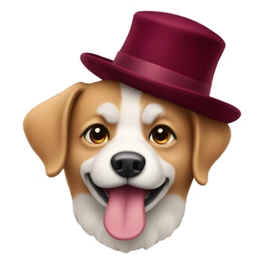 Dog with burgundy hat sticker