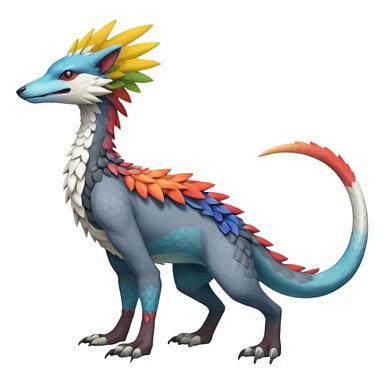 Colorful Fruity Warm-colored Tropical Exotic Vernid-Sergal-Trico-Silvally-Nargacuga-fusion-hybrid-animal-creature, full body sticker