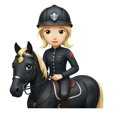Blonde girl riding a black horse sticker