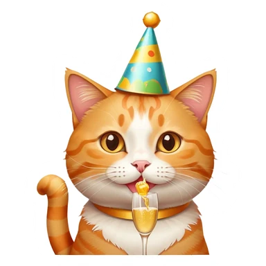 happy birthday cat drinking champagne sticker