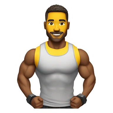 personal trainer with yellow skin holding dumbbells medium shot sticker