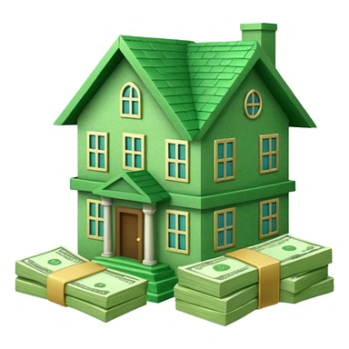 A money and a house sticker