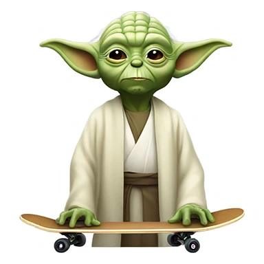 Maitre yoda qui fais du skateboard simplifier sticker