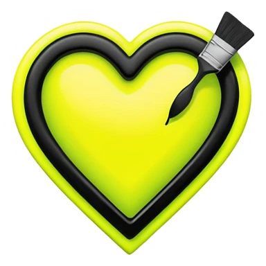 A neon yellow heart with black brushes inside the heart and The text UVP inside the heart sticker