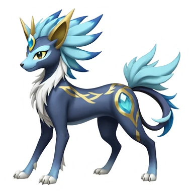 Feral Solgaleo-Meloetta-Luxray-Cobalion-Suicune-Vernid-fusion-hybrid-creature, full body  sticker
