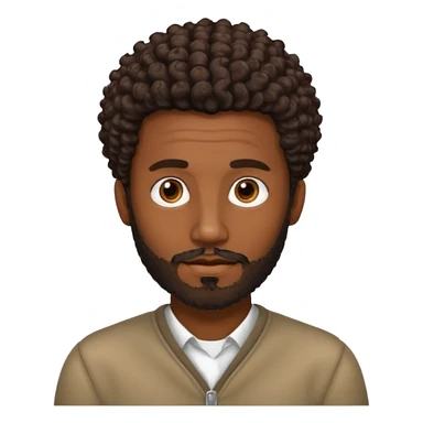 Dark brown skin man with a light beard and a curly   fade haircut with dark brown eyes sticker