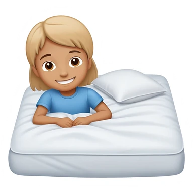 child making their bed, smiling, clean and friendly sticker