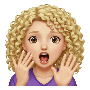 Emoji di ragazza bionda riccia che urla e mette una mano in faccia sticker