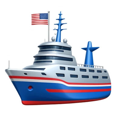 generate a very realistic American modern ship with little flag sticker