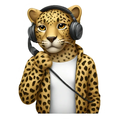 a leopard listening music  sticker
