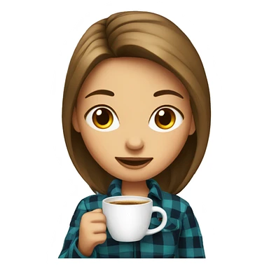 girl in the plaid with cup of coffee  sticker