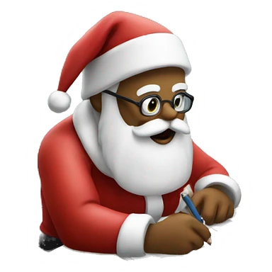 Santa is sitting on a desk, solving complicated math problems  sticker