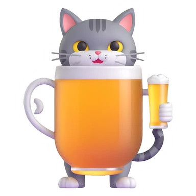 cat holding a giant beer mug sticker