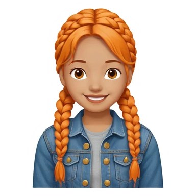 orange braids hair girl, tan skin, wear jean jacket sticker