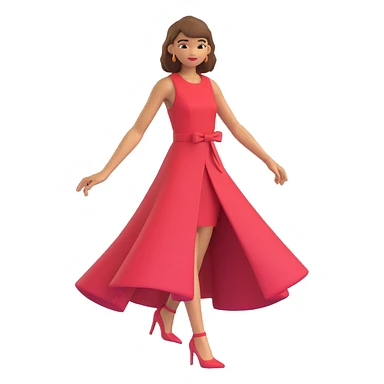 Zendaya reimagined in a classic 3D illustration style, with a fashionable dress and dynamic expression sticker