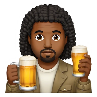 Kanye West Kanye West black curly hair holding beer sticker