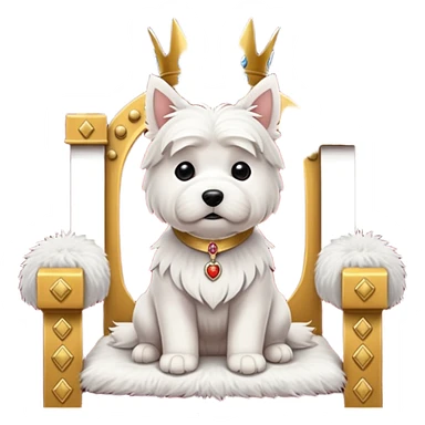 a cute west highland terrier dog sitting on a throne like a king sticker
