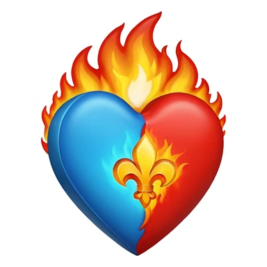 Hazme el corazón rojo y con fuego y que el fuego sea azul verdoso sticker
