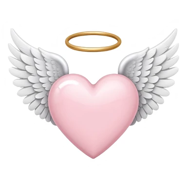 Light pink heart with white angel wings sticker