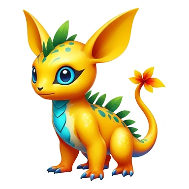 Exotic tropical shiny rare colorful epic cute Fakémon-creature, full body, with random markings sticker