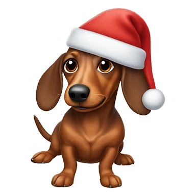 Wiener dog wearing a Santa hat sticker
